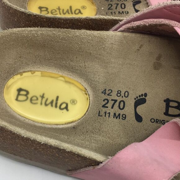 Betula By Birkenstock Pink Suede Floral Laser Cut Sandals EU 42 Narrow Width - Picture 3 of 16